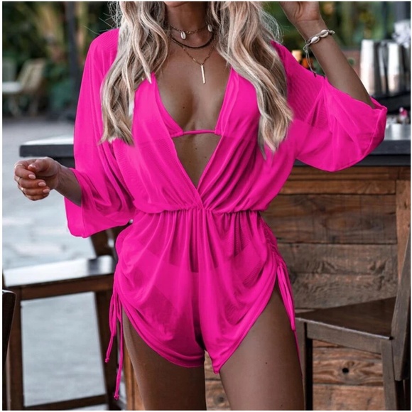 Boho Vibrant String Bikini Thong Romper Cover up set - Picture 1 of 9